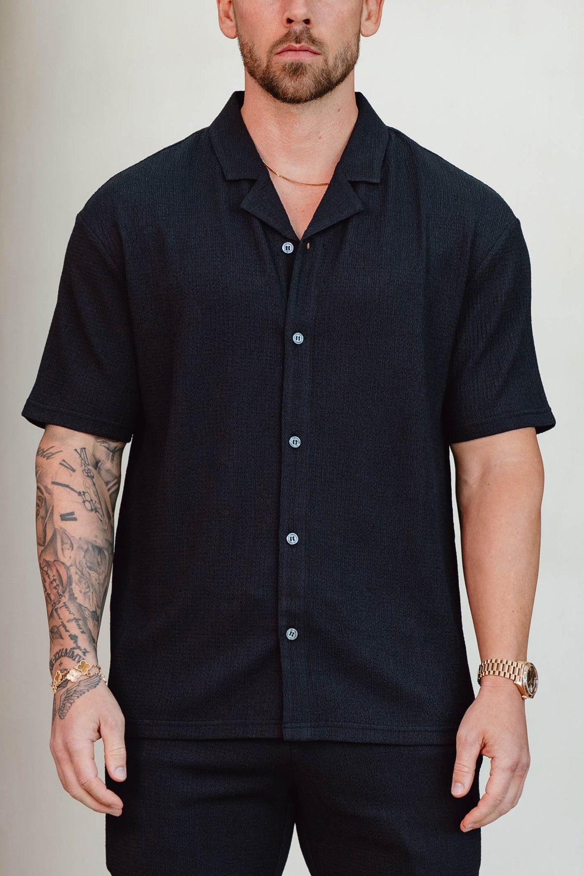 TEXTURED SHIRT - BLACK